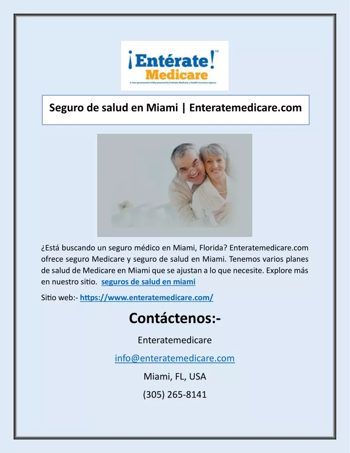 seguro de salud en miami enteratemedicare com