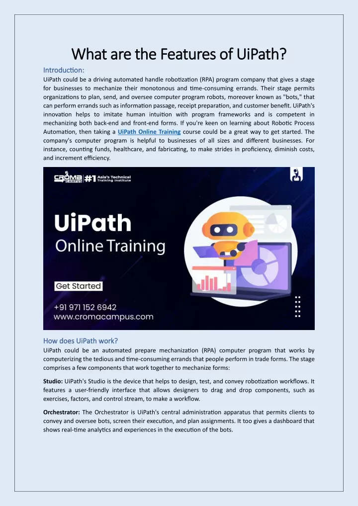 what are the what are the f features of uipath