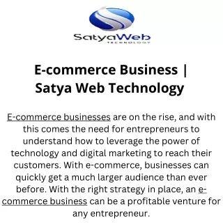 E-commerce Business  Satya Web Technology
