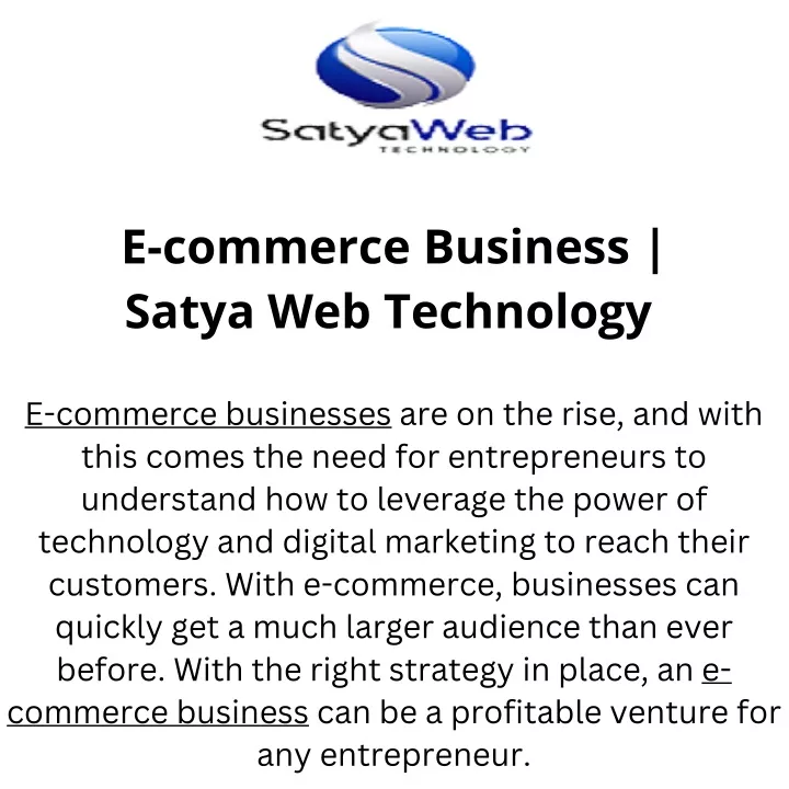 e commerce business satya web technology