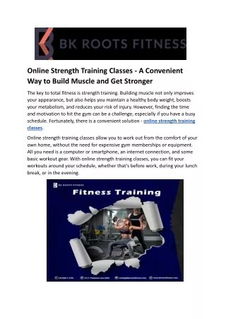 Online Strength Training Classes - A Convenient Way to Build Muscle and Get Stronger.docx