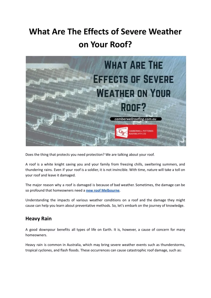 what are the effects of severe weather on your