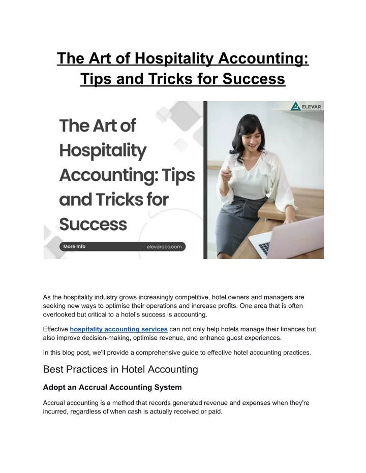 the art of hospitality accounting tips and tricks