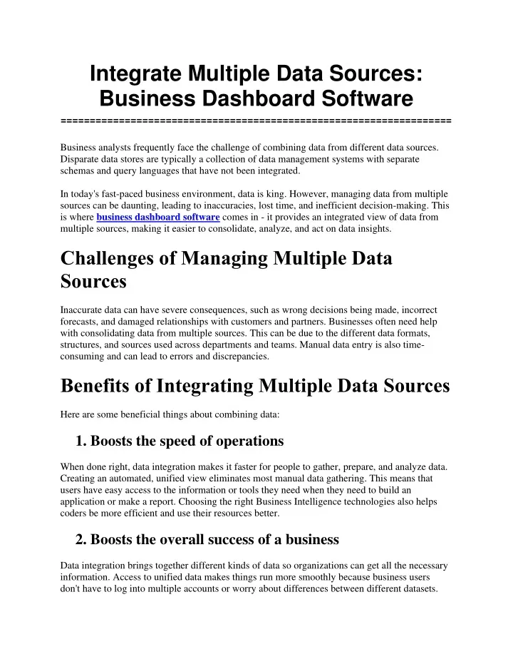 integrate multiple data sources business