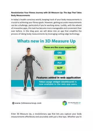 Revolutionize Your Fitness Journey with 3D Measure Up The App That Takes Body Measurements