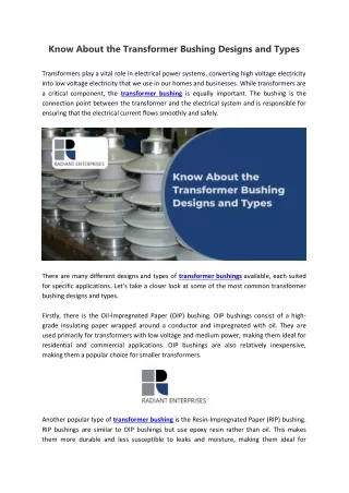 know about the transformer bushing designs