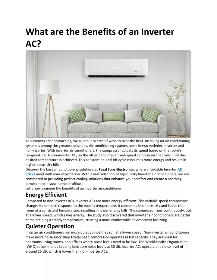 what are the benefits of an inverter ac