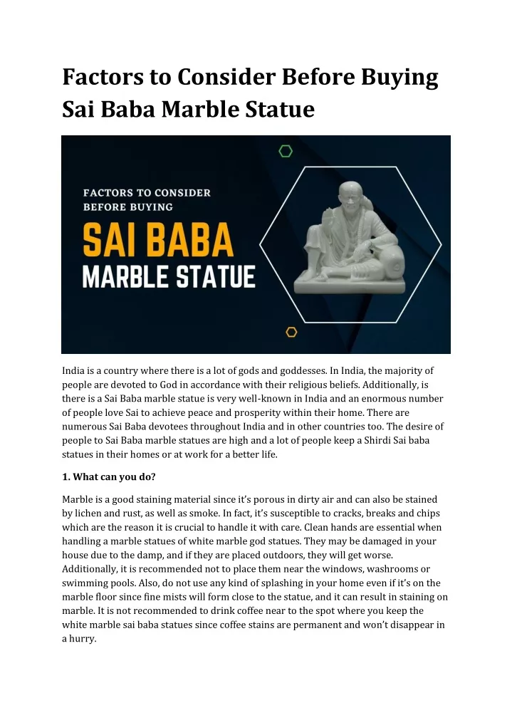 factors to consider before buying sai baba marble