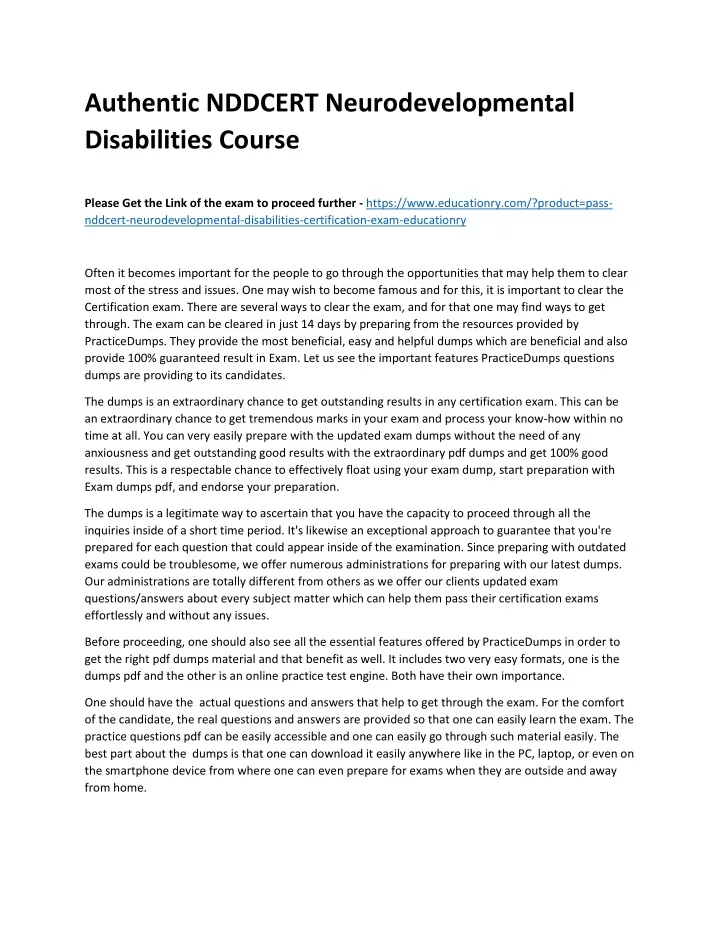 authentic nddcert neurodevelopmental disabilities