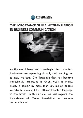 The Significance of Effective Malay Translation in Communication