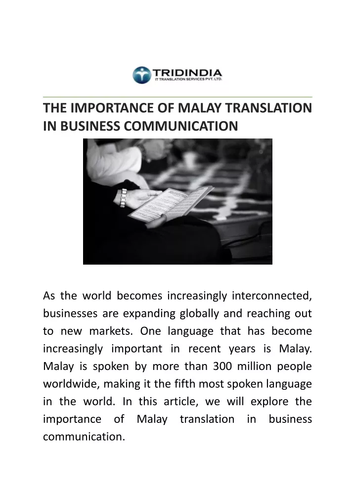 the importance of malay translation in business