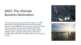 The Ultimate Business Destination - Dubai Airport Freezone [DAFZ]