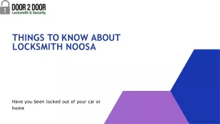 Things to Know About Locksmith Noosa