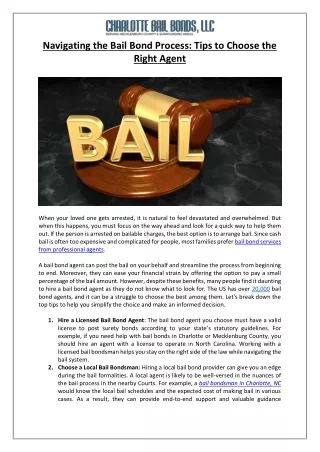 5 Tips to Choose the Right Bail Bondsman in Charlotte, NC