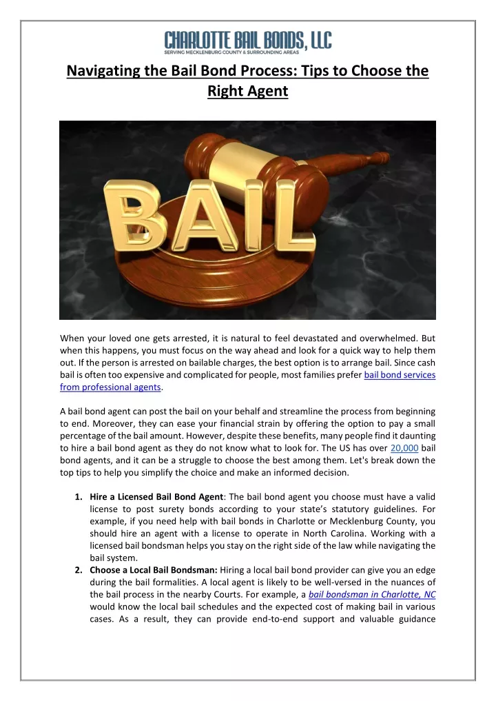 navigating the bail bond process tips to choose