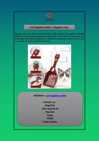 Cat Supplies Online | Bagaton.com