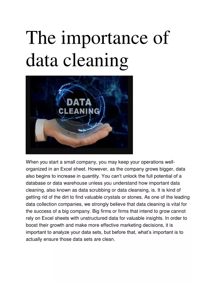 the importance of data cleaning