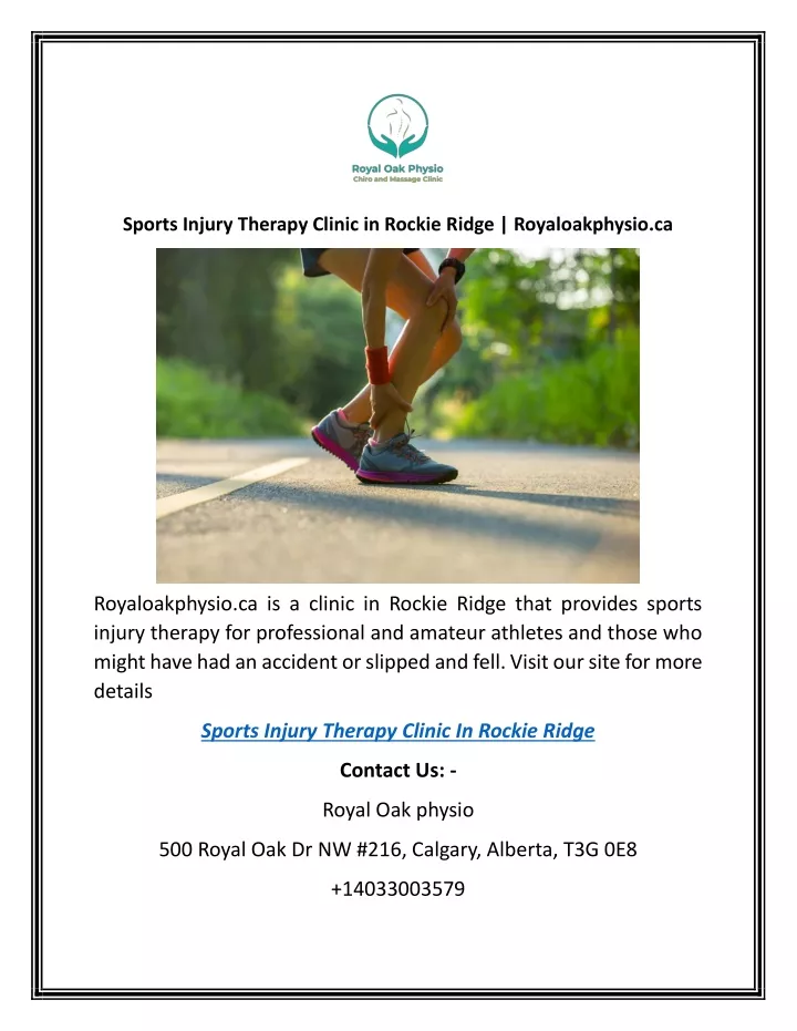 sports injury therapy clinic in rockie ridge