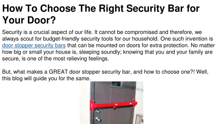 how to choose the right security bar for your door