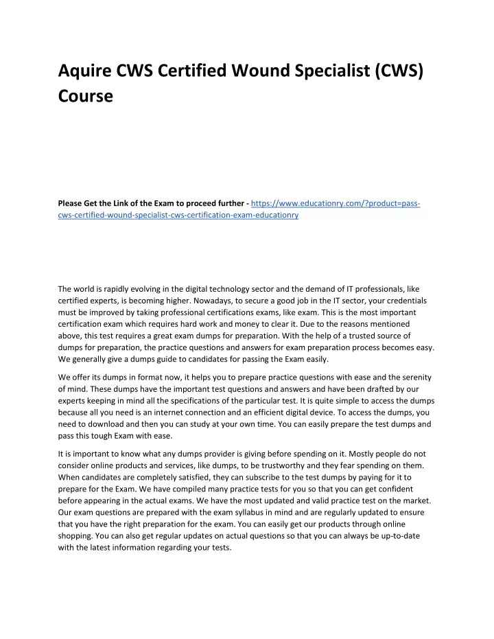 aquire cws certified wound specialist cws course