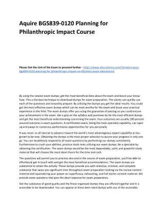 aquire bgs839 0120 planning for philanthropic