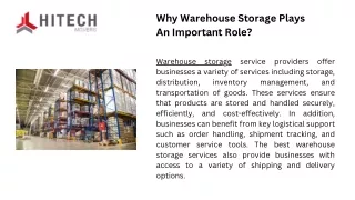 Why Warehouse Storage Plays An Important Role