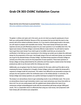 grab cn 303 chsnc validation course
