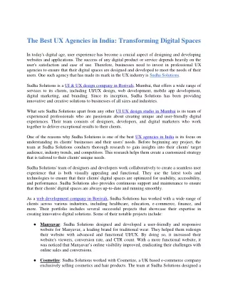 The Best UX Agencies in India_ Transforming Digital Spaces