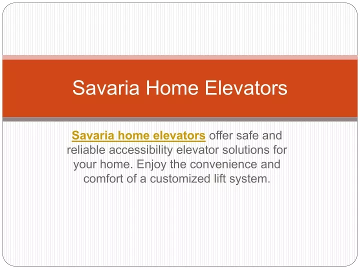 savaria home elevators