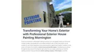 Transforming Your Home Exterior with Professional Exterior House Painting Mornington
