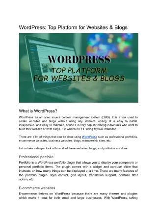 WordPress: Top Platform for Websites & Blogs