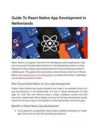 Guide To React Native App Development in Netherlands