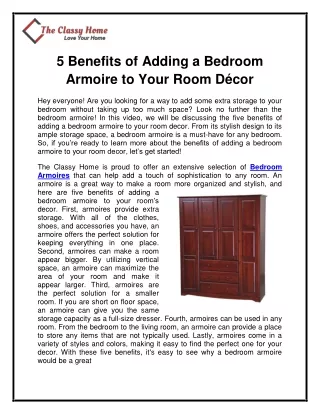 5 Benefits of Adding a Bedroom Armoire to Your Room Décor