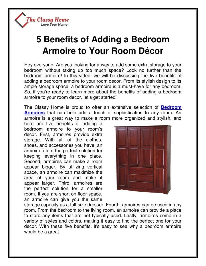 5 benefits of adding a bedroom armoire to your