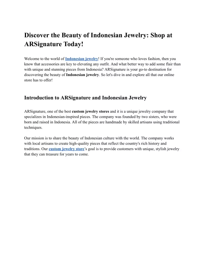 discover the beauty of indonesian jewelry shop