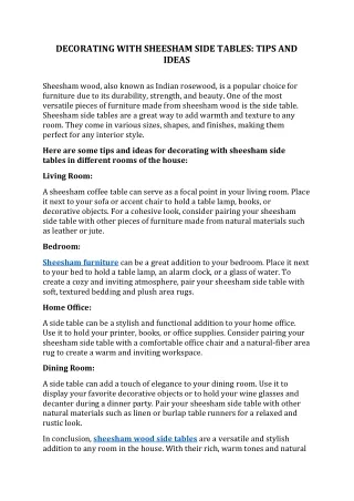 decorating with sheesham side tables tips