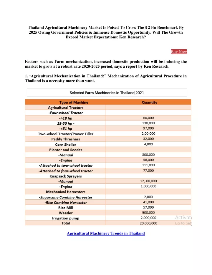 thailand agricultural machinery market is poised