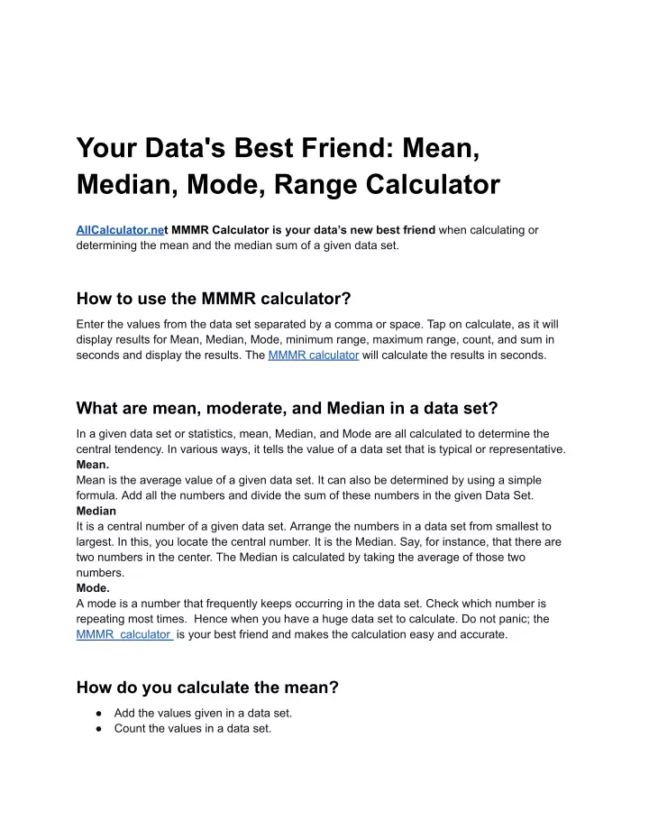 your data s best friend mean median mode range
