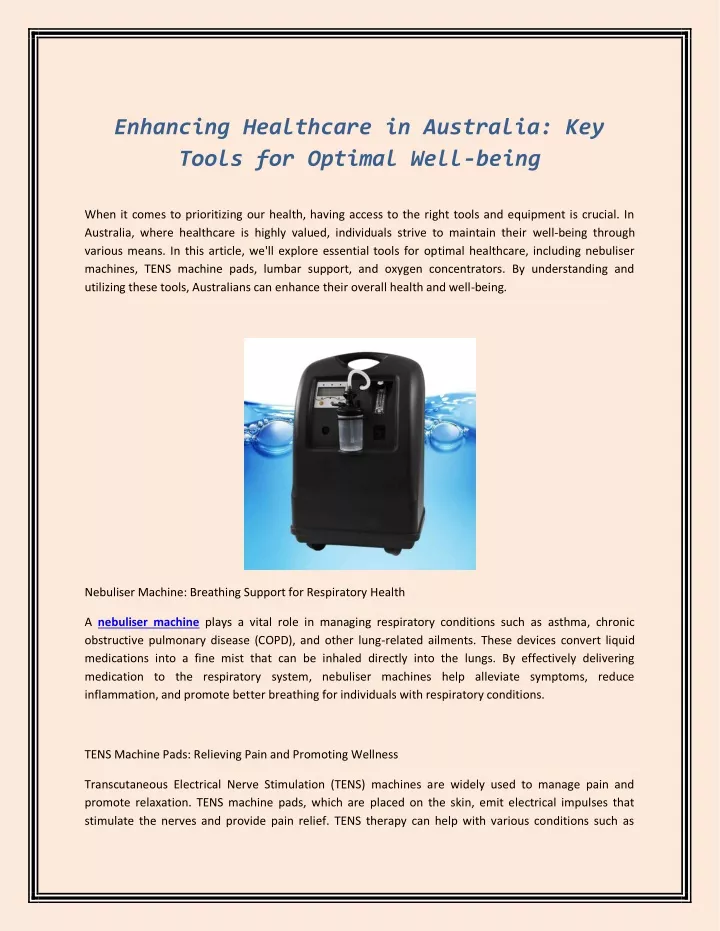 enhancing healthcare in australia key tools