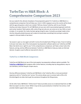 turbotax vs h r block a comprehensive comparison