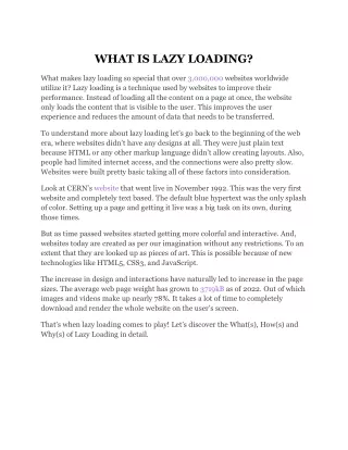 What is Lazy Loading