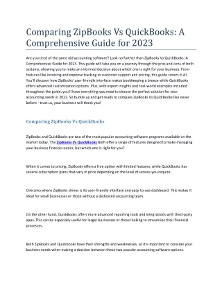 comparing zipbooks vs quickbooks a comprehensive
