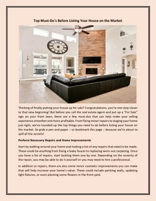 top must do s before listing your house