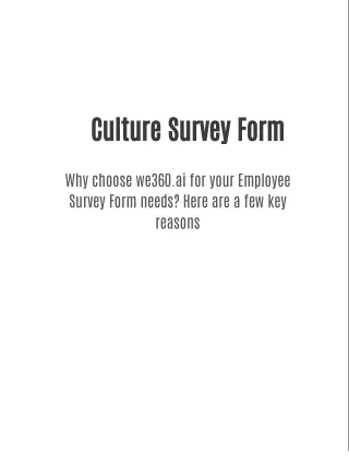 Culture Survey Form