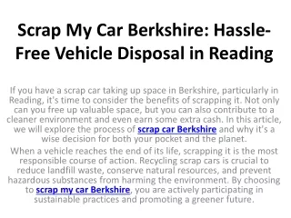 scrap my car berkshire hassle free vehicle disposal in reading