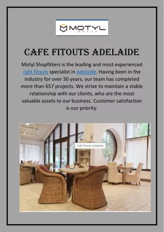 Cafe Fitouts Adelaide