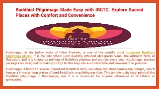 Buddhist Pilgrimage Made Easy with IRCTC Explore Sacred Places with Comfort and Convenience