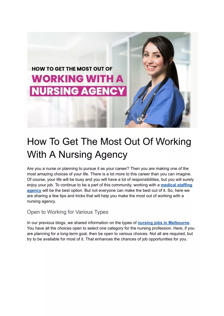 how to get the most out of working with a nursing