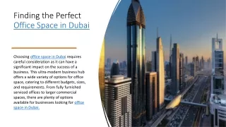 Finding the Perfect Office Space in Dubai​