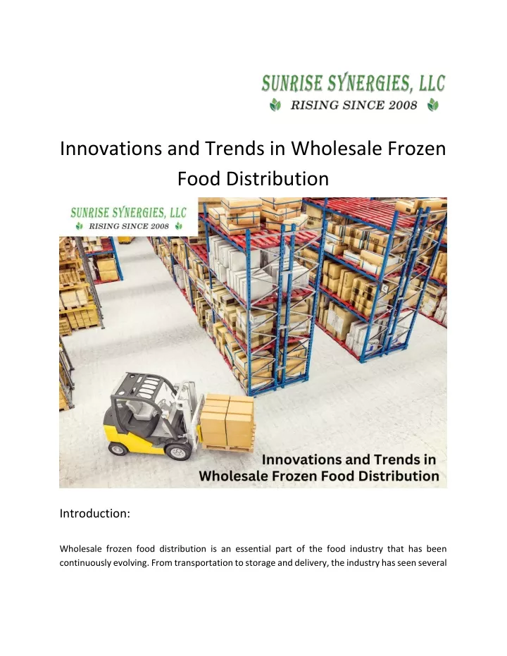 innovations and trends in wholesale frozen food